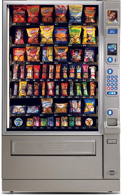 Vending machine filled with snacks