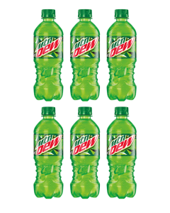 Six bottles of Mountain Dew